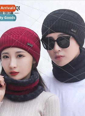 Hat scarf twoPCS set thickened warm padded knted hat men out