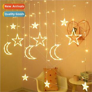 LED star moon curtain lights bedroom decorative string light