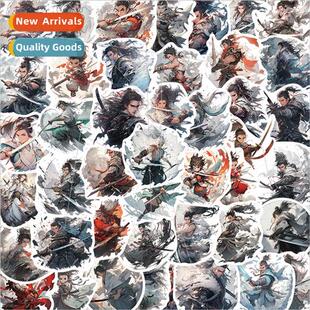 50 ancient  juvenile swordsman cartoon stickers decorative h