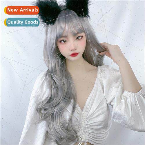 Wig female long curly hair air bangs lola styling wig full h