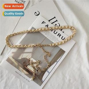 Dress Metal Small Chain Bel Fashion Women Flower Waist Pearl