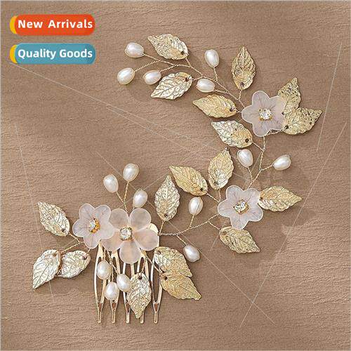 Europe new Chinese ancient Mori leaf hair comb flowers pearl