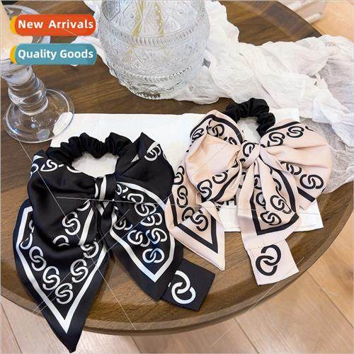 New letter bow hair ring large intestine ring retro flutteri