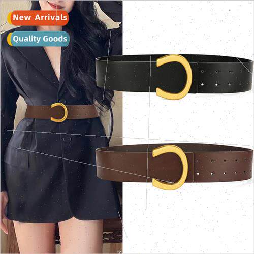 Horseshoe buckle wide belt female leather western assembly d