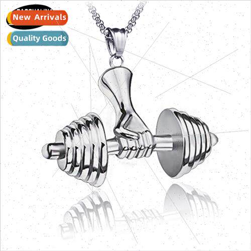 Excellent hip-hop set tide men dumbbell necklace retro stain