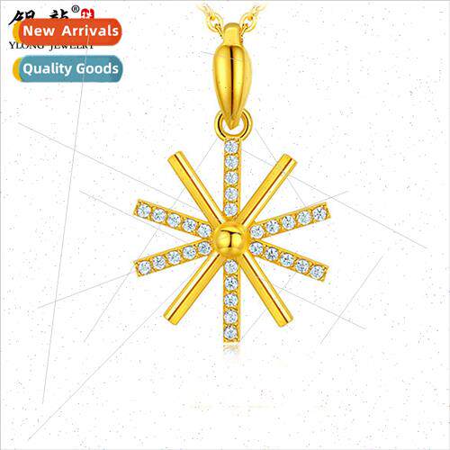 Gold pendant women snowflake 999 gold collarbone set chain w