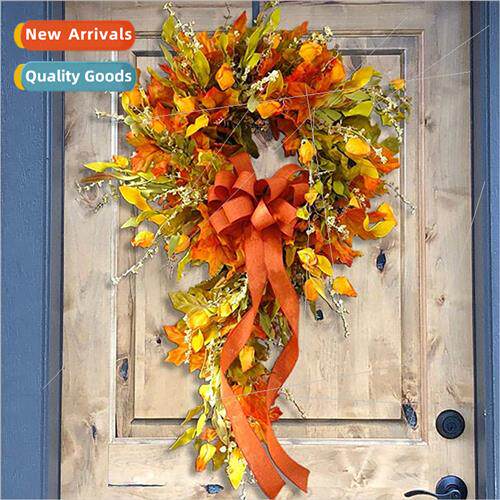 Autumn Maple Leaf Wreath Rattan Wreath Wall Home Decor Harve