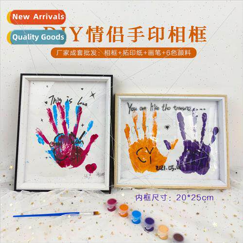 Couple wooden DIY handprint photo frame painting graffi memo
