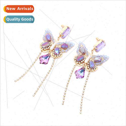 super fairy long crystal butterfly tassel earrings fresh swe