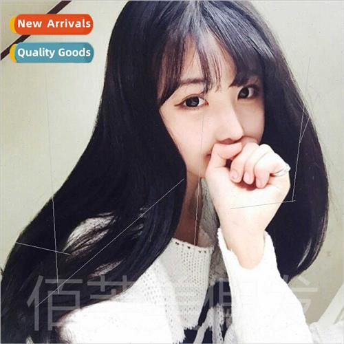 Korea wig female black air bangs long lola teach head bjd he