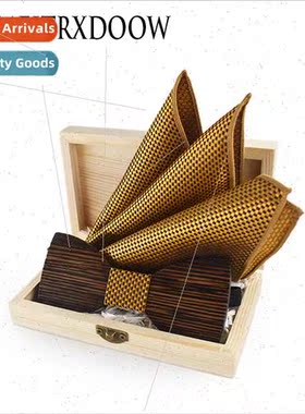2018 New Men Women Wooden Bow Tie Sets Wedding Square Towel