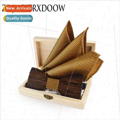2018 New Men Women Wooden Bow Tie Sets Wedding Square Towel