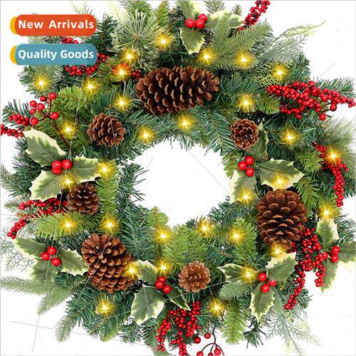 Berry Eucalyptus Leaf Red Nut Pinecone Wreath mulation Green