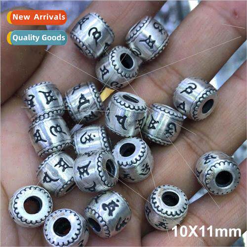 Europe retro S999 silver 3D tube beads diy jewelry accessori