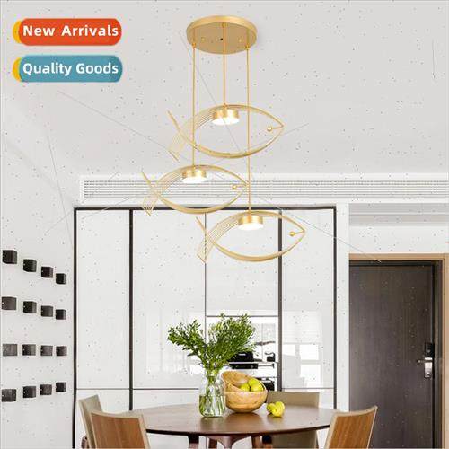 Scandinavian modern creative gold fish LED chandelier restau