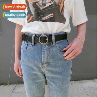 belt simple versatile Round casual women Korean retro buckle