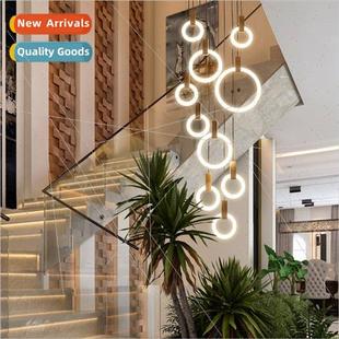 stairwell modern chandelier villa simple Scandinavian Wooden