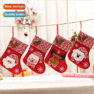 woven stockings red whe Medium velvet Christmas