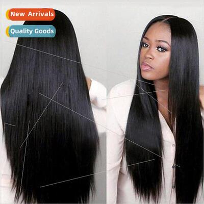 Europe African New Black Medium Long Women Chemical Fiber Hi
