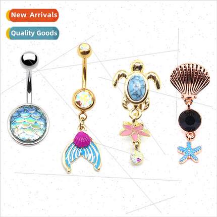 Europe Turtle Belly Button Ring Small Flower Navel Button Na
