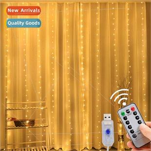 led copper wire curtain light string hook usb remote control