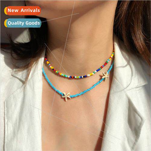Europe color rice beads retro ethnic short collarbone chain