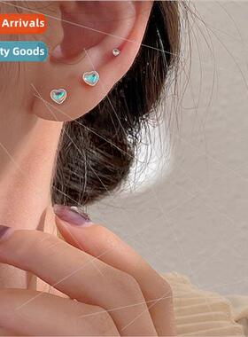 Colorful Love Heart Zirconia Screw Stud Earrings Women Ear B