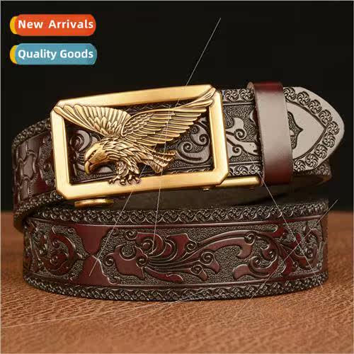Fashion Tang grass pattern embossed men automatic buckle bel