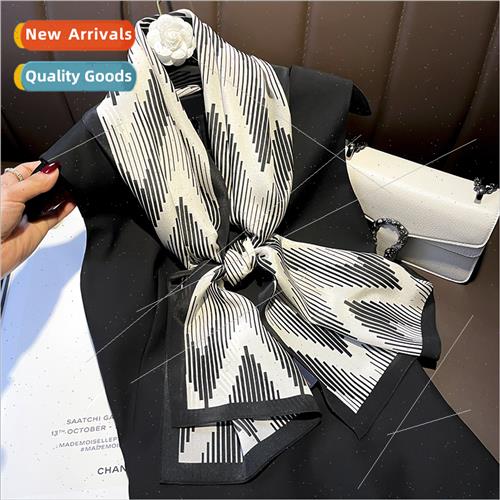 double crepe silk scarf wave printing long scarf double laye