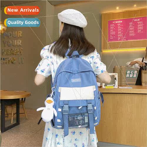 Schoolbag female ins advanced Korean new color collision lig