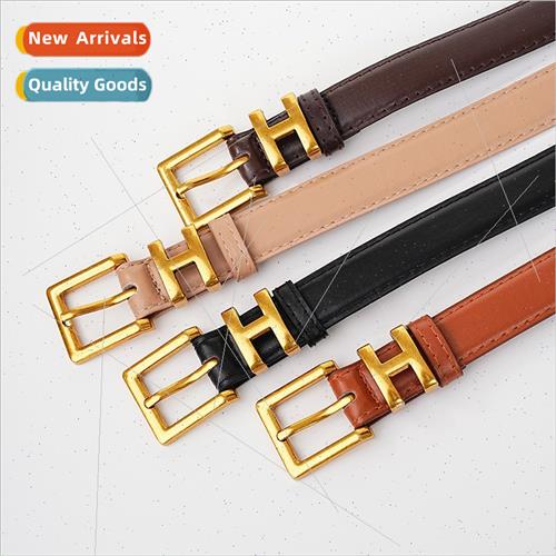 New retro alloy H letter buckle belt female ins wind nd Kore