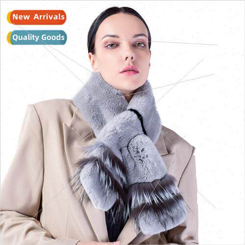 Real otter rabb hair scarf Korean  simple long plush woven p