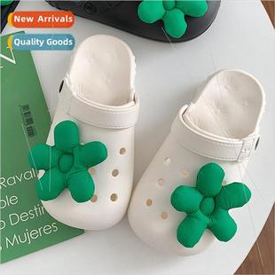 stepping female green sum shoes flower hole Small feeling