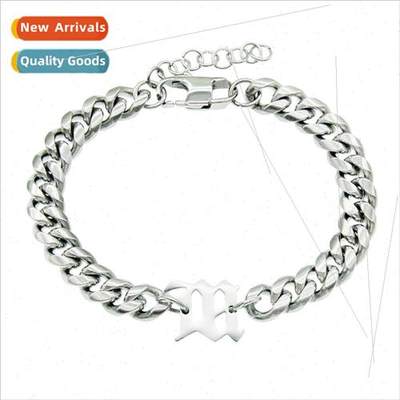 ins cool punk tanium steel Cuban chain bracelet influx gloss