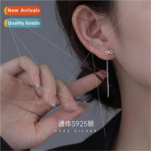 S925 silver 8 zigzag ear wires long tassel earrings new wave