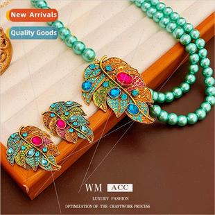 diamonds pearl silver earri leaves needle old Earrings