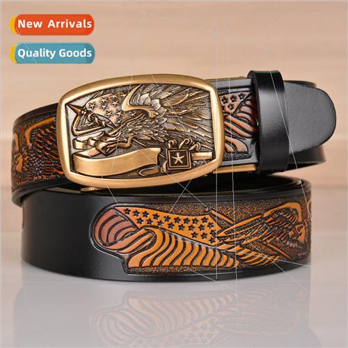 New casual eagle embossed cowhide men belt compound eagle au