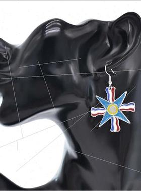 Cross Earrings Vintage Clashing Colour Pentagram Earrings Fa