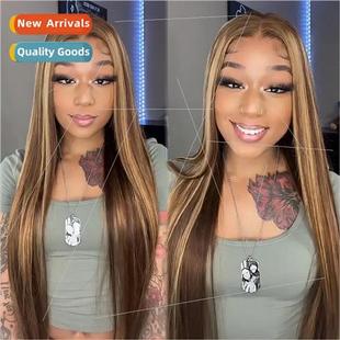 women center brown fashion gradient wig long Europe parted