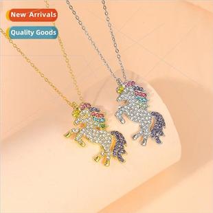 unicorn pendant necklace pony Temu colorful New