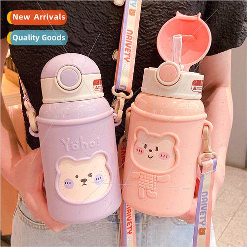 Children insulated water cup wh straw men women cute student