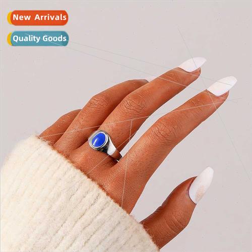 Fashion ins stainless steel opening adjustable sapphire oil