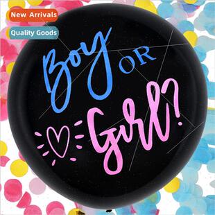 36 inch black square round gender reveal balloon boy girl bo