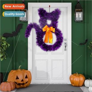 wreath foldable cat New purple rattan whe Halloween