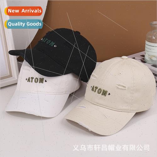 Korea new embroidered baseball cap female do old broken hole