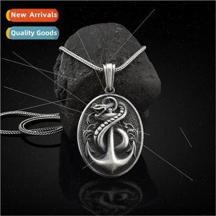 boat anchor steel punk men tanium necklace pendant Ins snake
