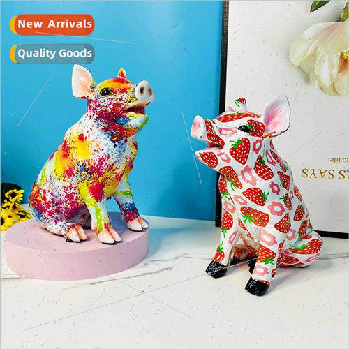 Cute strawberry piggy ornament home living room room decorat