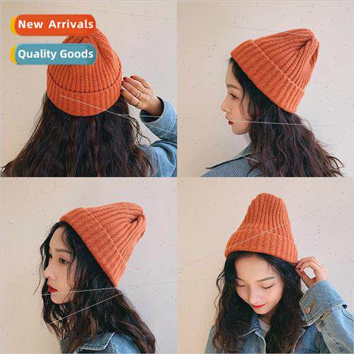 Hat female chic autumn and winter solid color versatile knte