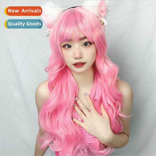 wig female long curly hair air bangs high temperature silk m