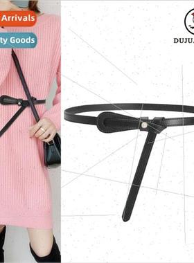 Hole-free belt fine ladies leather belt female ins Outer dec
